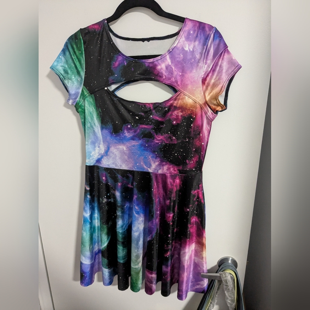 Blackmilk Galaxy Butterfly Peephole Skater Dress, Large, NWT